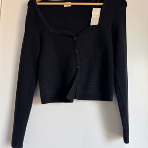 Abercrombie & Fitch Black Cropped Cardigan Sweater